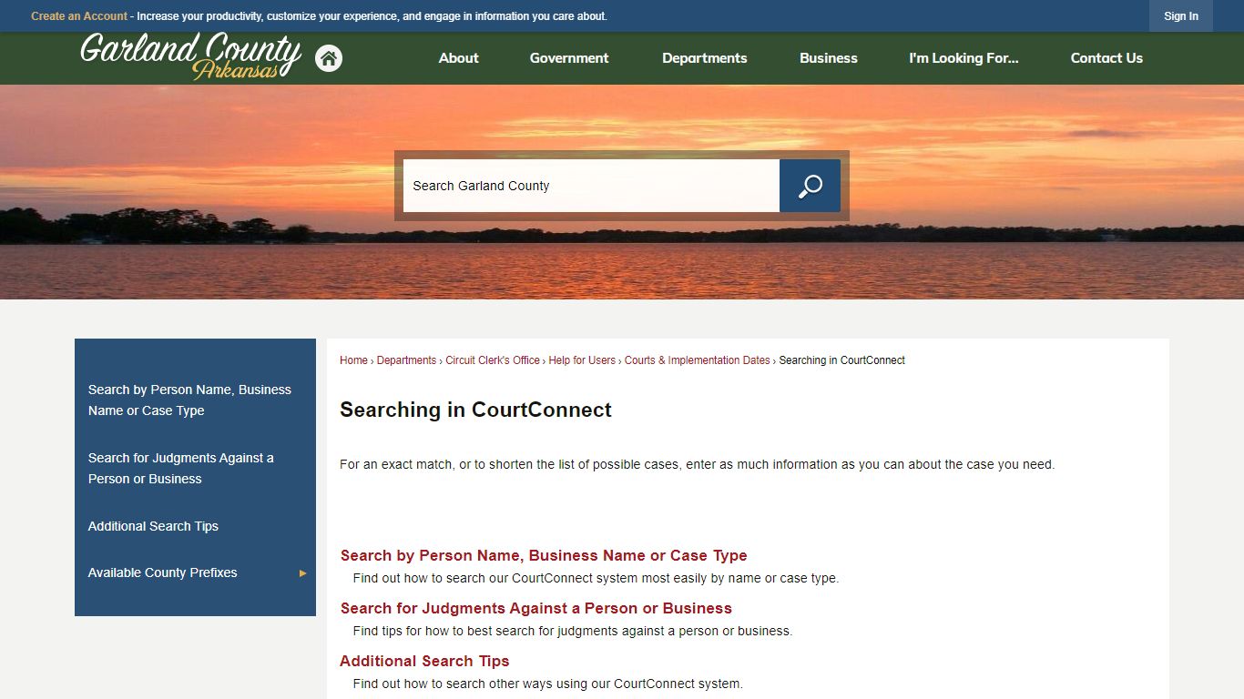 Searching in CourtConnect | Garland County, AR
